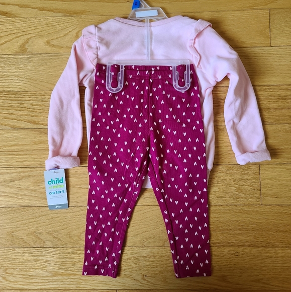 Carter's Child of Mine Llama and Hearts 2 PC Set Sweatshirt and Leggings, 24M - Picture 2 of 7